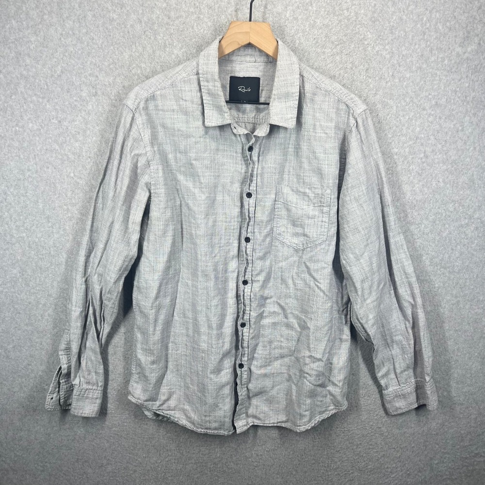 Rails Wyatt Iron Gate Button Down Shirt Mens L Gray Cotton Slub Long Sleeve EUC